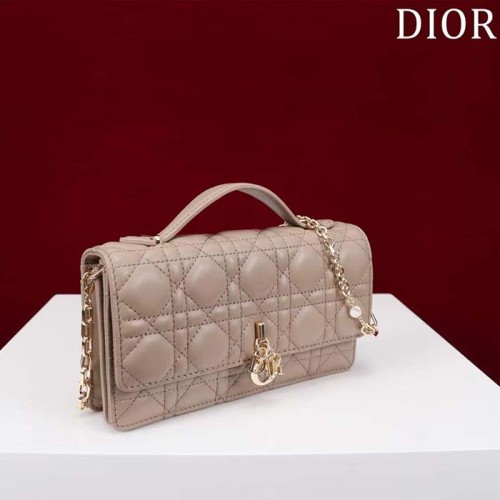 Dior Women CD My Dior Mini Bag Warm Taupe Cannage Lambskin