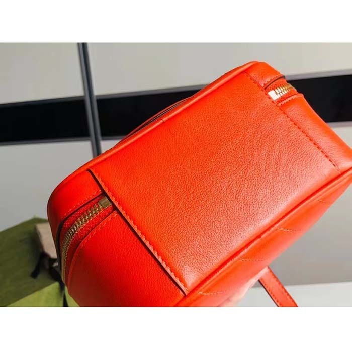 Gucci Women GG Blondie Top Handle Bag Orange Leather Round Interlocking G