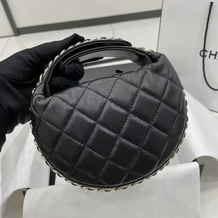 Chanel Women CC Small Flap Hobo Bag Grained Calfskin Gold Tone Metal Black