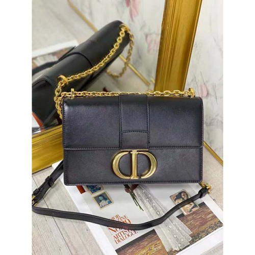 Dior Women 30 Montaigne Chain Bag 'CD' Black Grained Calfskin