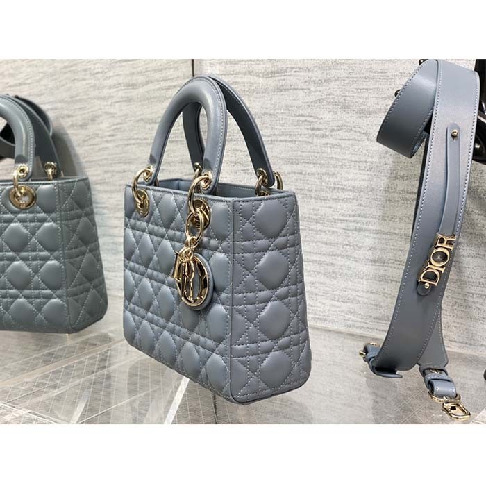 Dior Women CD Small Lady Dior My ABCDior Bag Cloud Blue Cannage Lambskin