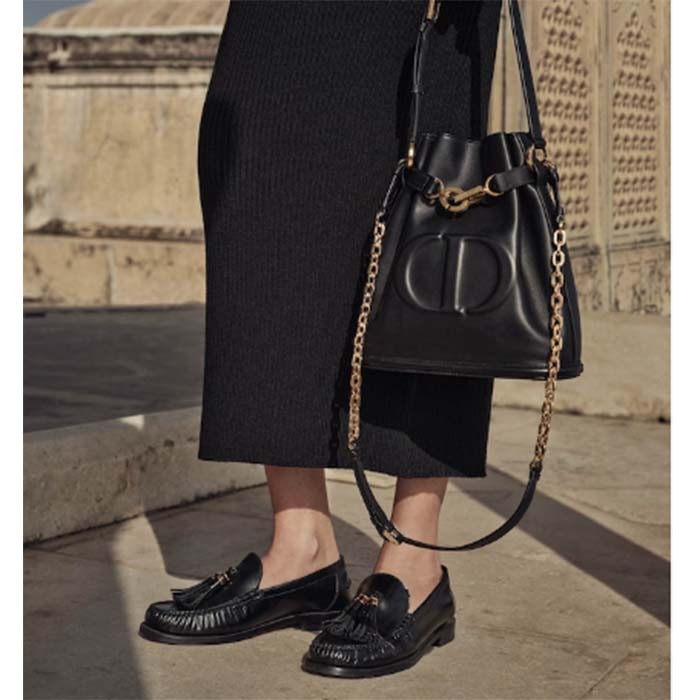 Dior Women CD Medium C'est Dior Bag Black CD-Embossed Calfskin