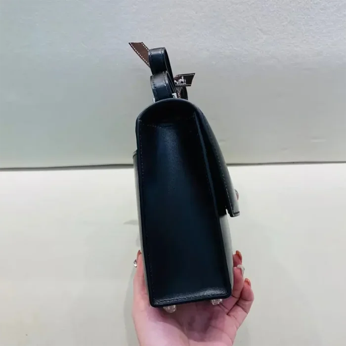 Hermes Women Verrou Bag in Box Leather-Black/Silver