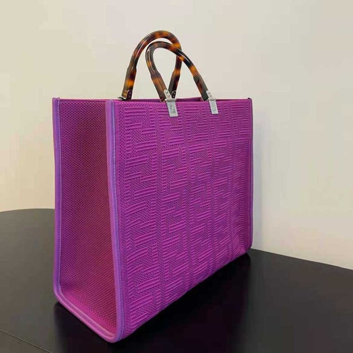 Fendi Women Sunshine Medium FF Fabric Shopper-Purple