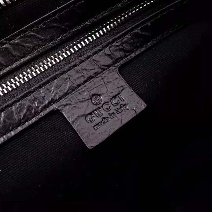 Gucci GG Men Pouch with Interlocking G in Black Soft Leather