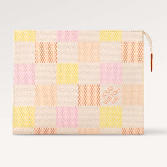 Louis Vuitton LV Unisex Toilet Pouch Peach Damierlicious Coated Canvas N40740