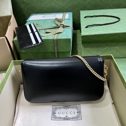 Gucci Women GG Horsebit 1955 Mini Bag Black Leather Horsebit Flap Closure