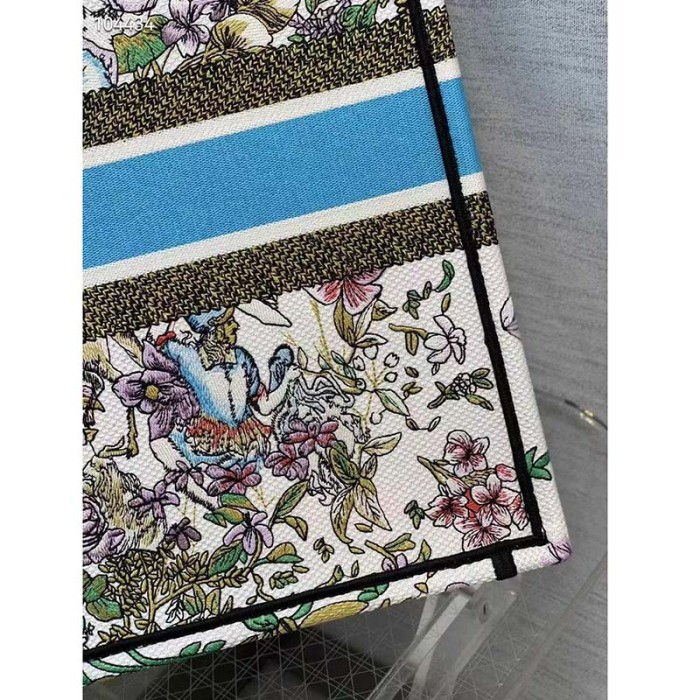 Dior Unisex CD Large Book Tote Latte Multicolor D-Constellation Embroidery