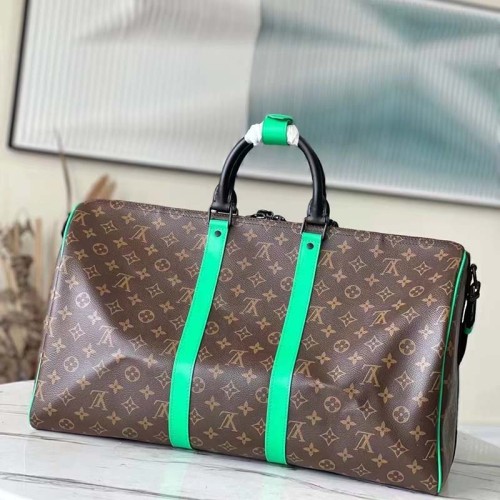 Louis Vuitton LV Unisex Keepall Bandoulière 50 Travel Bag Monogram Macassar Coated Canvas
