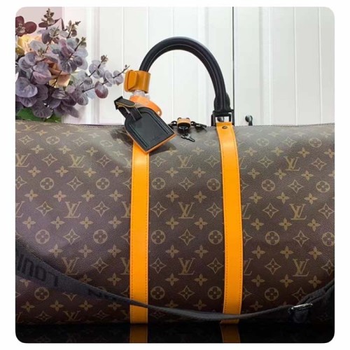 Louis Vuitton LV Unisex Keepall Bandoulière 45 Radiant Sun Monogram Macassar Coated Canvas