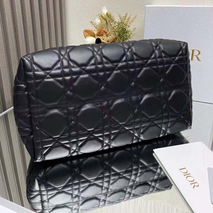 Dior Women CD Large Dior Toujours Bag Black Macrocannage Calfskin Reference M2820OSHJ_M900
