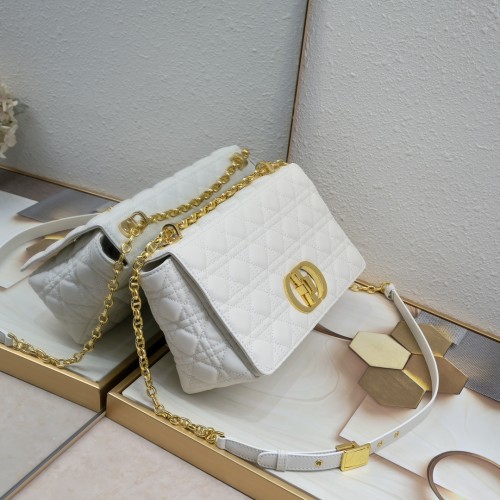 Dior Women CD Large Dior Caro Bag Stone Ivory Supple Cannage Calfskin