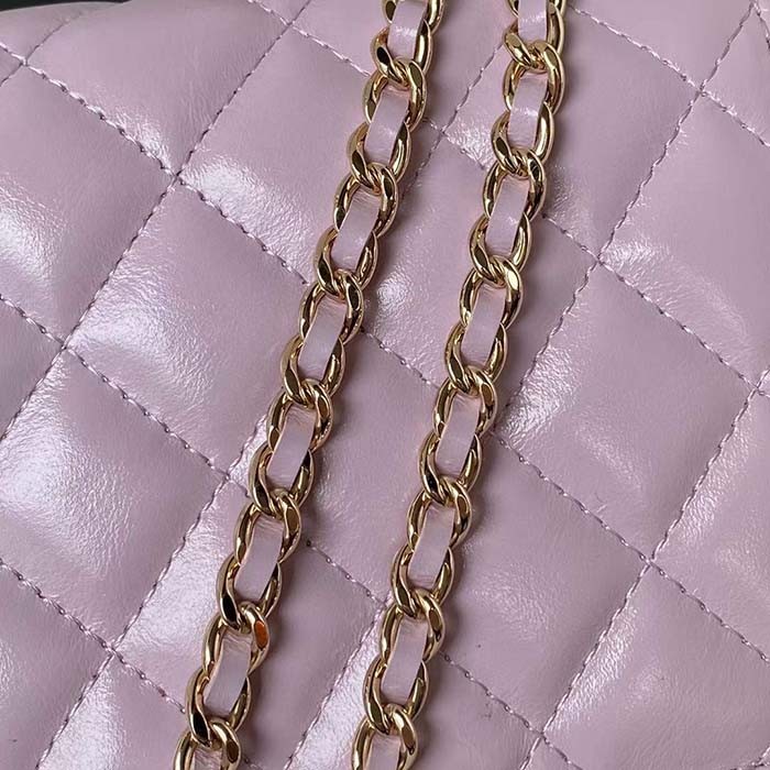 Chanel Women CC Wallet On Chain Shiny Lambskin Strass Light Pink