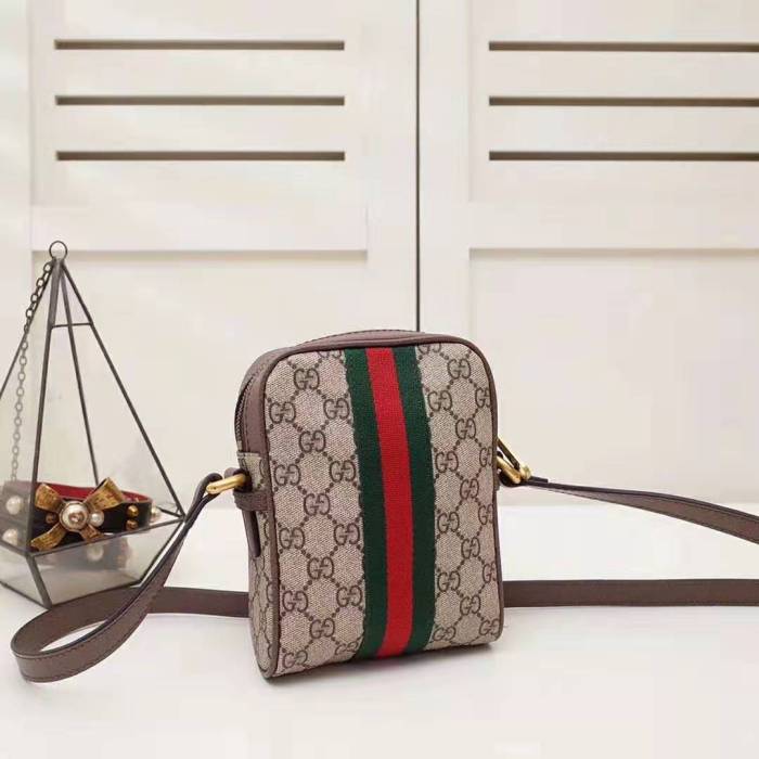 Gucci GG Men Ophidia GG Shoulder Bag in Beige/Ebony GG Supreme Canvas
