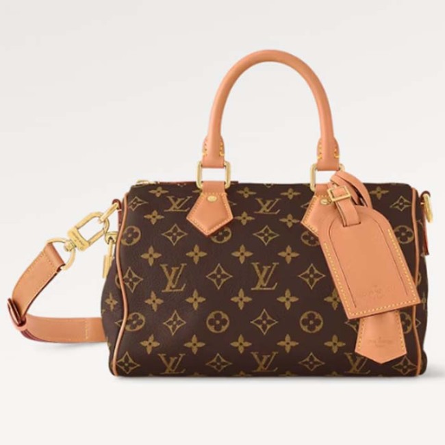 Louis Vuitton LV Unisex Speedy P9 Bandoulière 25 Monogram Soft Calfskin Natural Cowhide-Leather