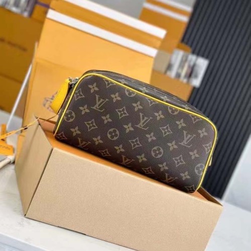 Louis Vuitton LV Unisex Dopp Kit Toilet Pouch Yellow Monogram Macassar Coated Canvas