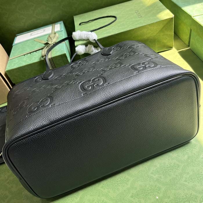 Gucci Unisex Jumbo GG Large Tote Bag Black Jumbo GG Leather