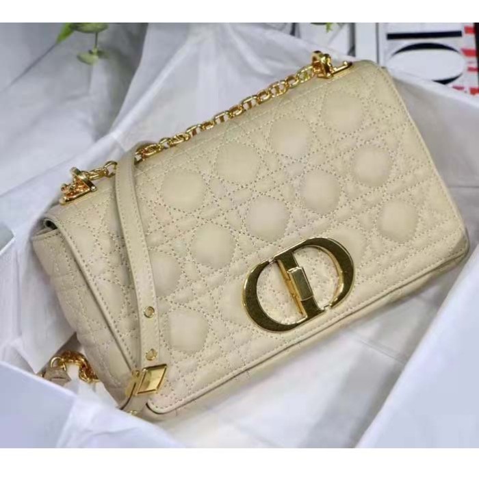 Dior Women CD Medium Dior Caro Bag Beige Supple Cannage Calfskin
