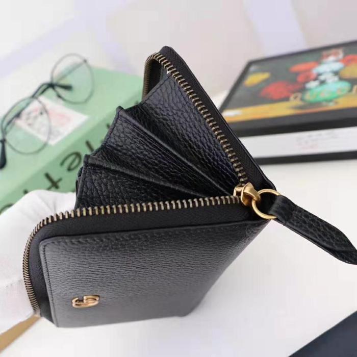 Gucci GG Unisex Leather Zip Around Wallet in Black Leather