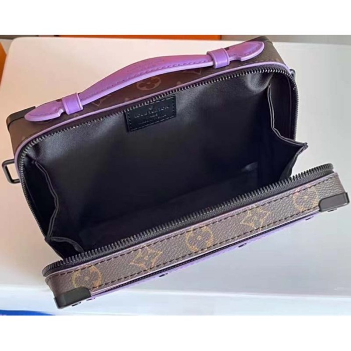 Louis Vuitton LV Unisex Handle Soft Trunk Monogram Macassar Coated Canvas Purple Cowhide