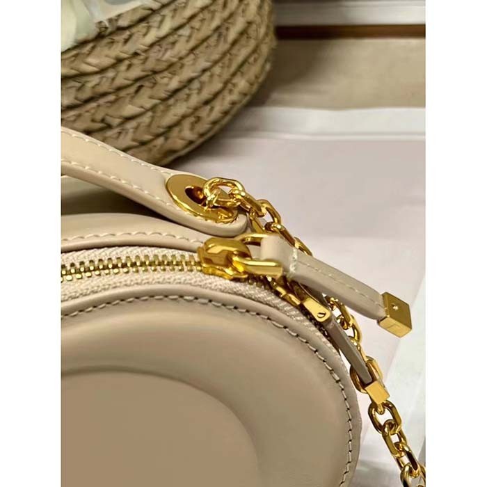 Dior Women CD Signature Oval Camera Bag Caramel Beige Calfskin Embossed