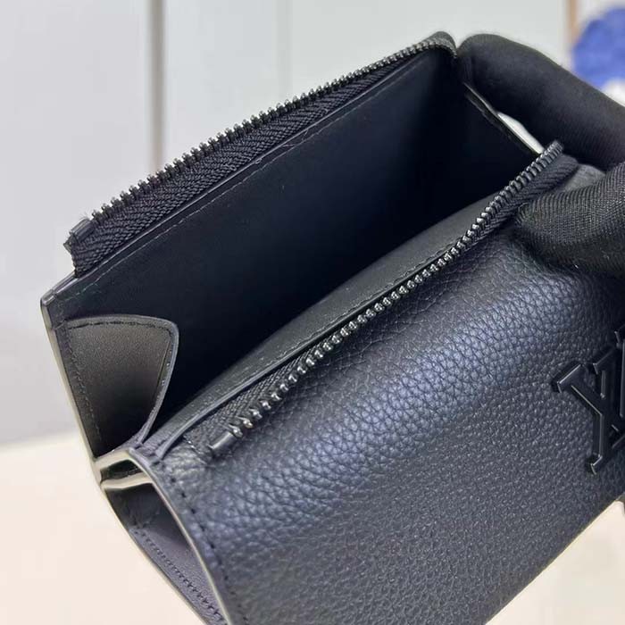 Louis Vuitton LV Unisex Pilot Wallet Black LV Aerogram Cowhide Leather Tone-On-Tone Hardware