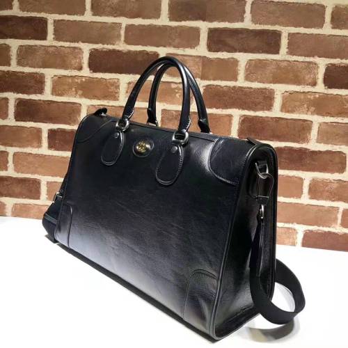 Gucci GG Men Medium Soft Leather Duffle in Black Soft Leather