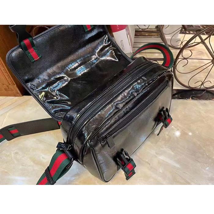 Gucci Unisex GG Crystal Messenger Bag Black GG Crystal Canvas Nylon Lining Style ‎760123 FACLK 1094