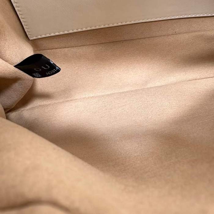 Gucci Women GG Marmont Small Top Handle Bag White Matelassé Leather Chevron