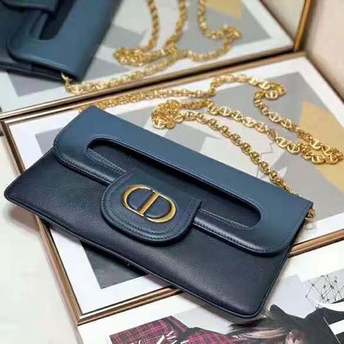 Dior Women Medium Diordouble Bag Lndigo Blue Gradient Calfskin