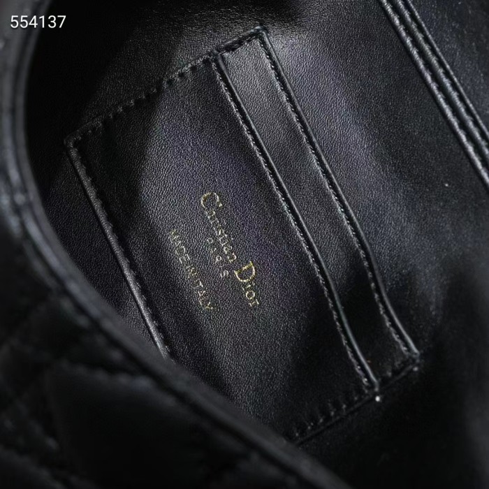 Dior Women CD Lady Dior Phone Pouch Black Cannage Lambskin Removable Chain Strap