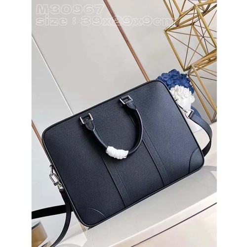 Louis Vuitton LV Unisex Porte-Documents Voyage Black Taiga Cowhide Leather