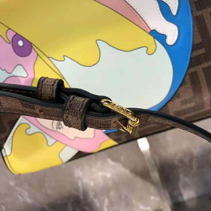 Fendi Women Peekaboo Iconic Mini FF Glazed Fabric Bag with Inlay