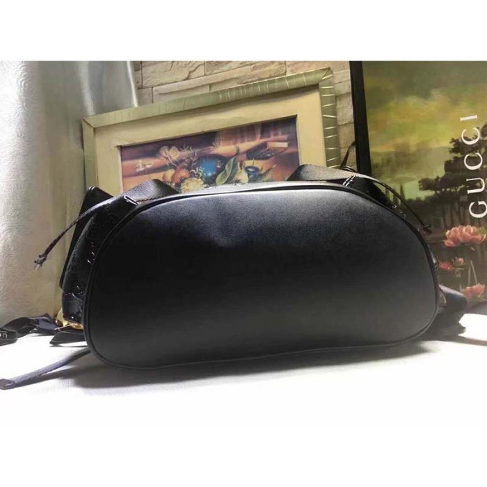 Gucci GG Unisex GG Embossed Backpack Black GG Embossed Leather