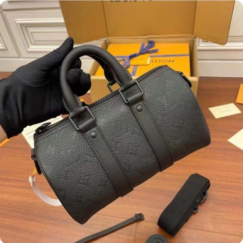 Louis Vuitton LV Unisex Keepall Bandoulière 25 Black Taurillon Monogram Cowhide Leather