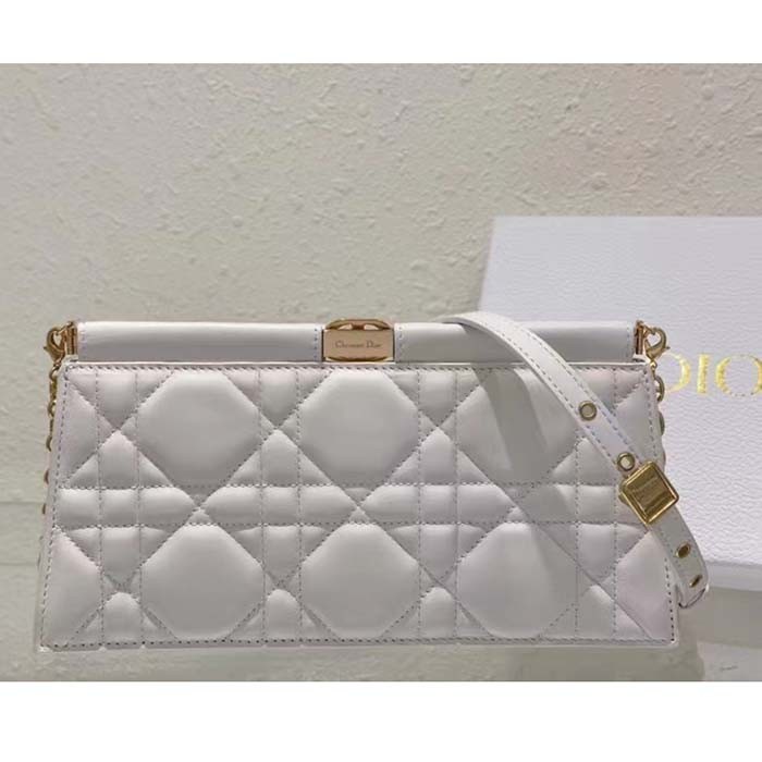Dior Women CD Dior Caro Colle Noire Clutch Chain Latte Cannage Lambskin