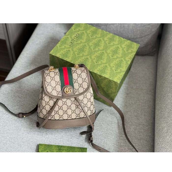 Gucci Unisex Ophidia Mini Backpack Beige Ebony GG Supreme Canvas