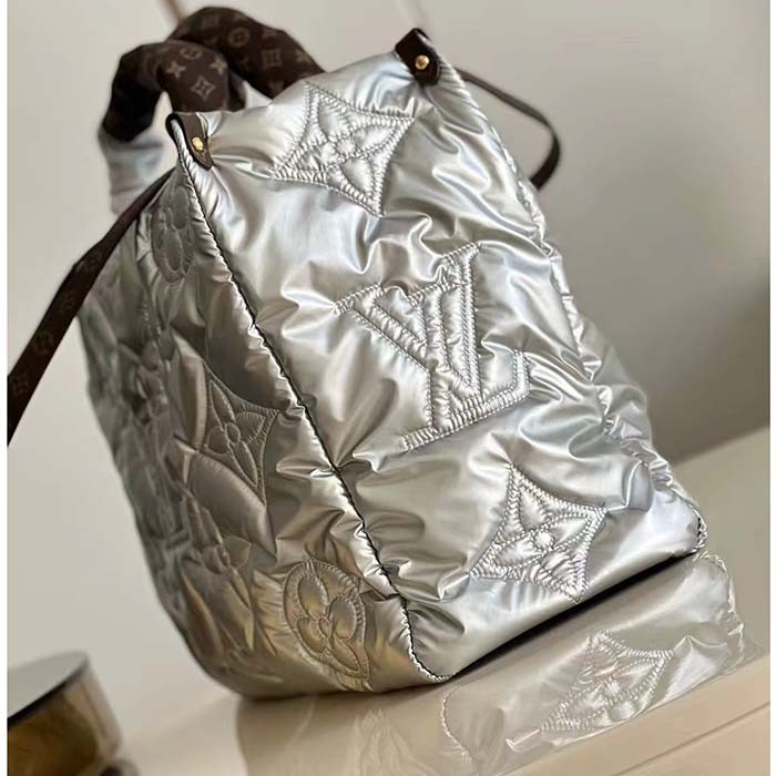 Louis Vuitton LV Unisex OnTheGo GM Tote Silver Recycled Metallic Nylon Econyl