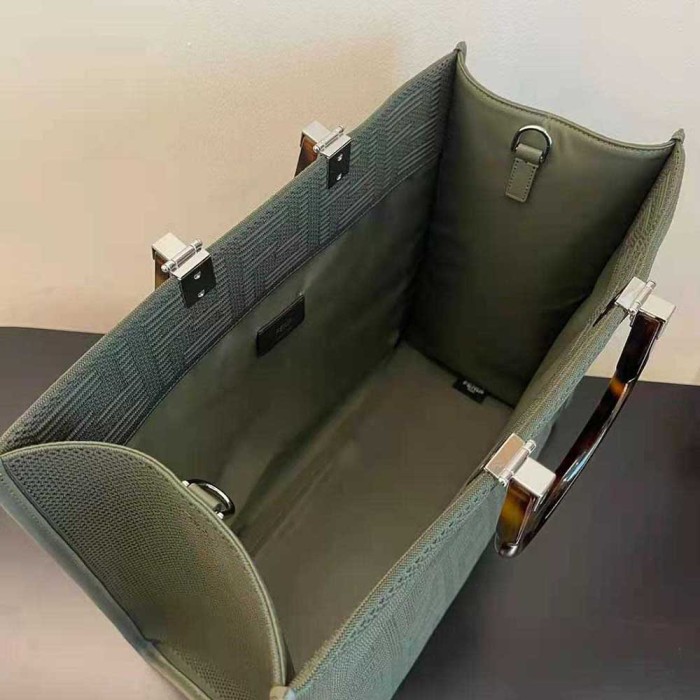 Fendi Women Sunshine Medium FF Fabric Shopper-Green