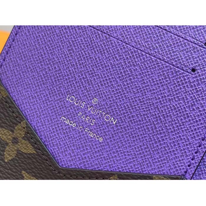 Louis Vuitton LV Unisex Passport Cover Purple Monogram Macassar Coated Canvas Cowhide Leather