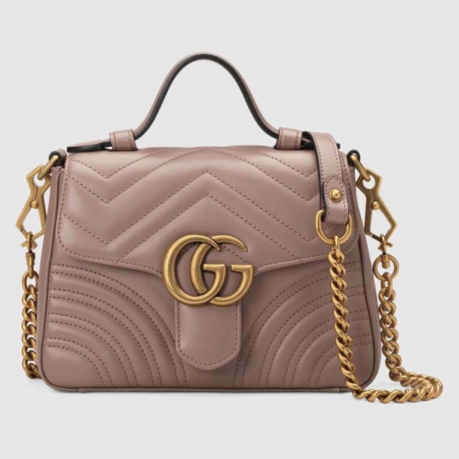 Gucci GG Women GG Marmont Mini Top Handle Bag in Matelassé Chevron Leather