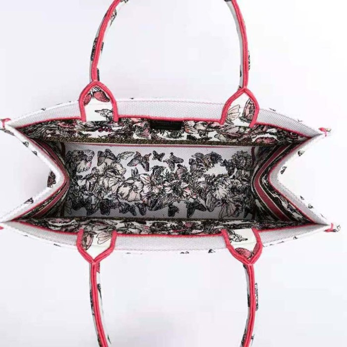 Dior Women Medium Dior Book Tote Multicolor Butterfly Embroidery