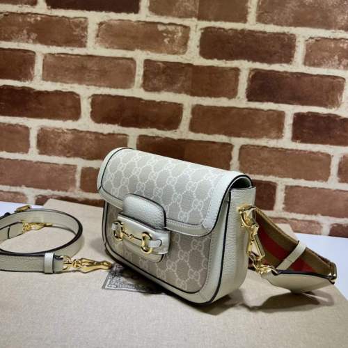 Gucci Women Gucci Horsebit 1955 GG Mini Bag Beige White GG Supreme Canvas