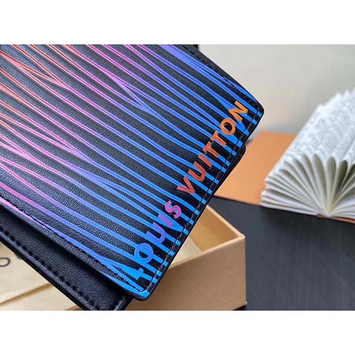 Louis Vuitton LV Unisex Slender Wallet Gradient Electric Sun Calf Leather Textile Lining
