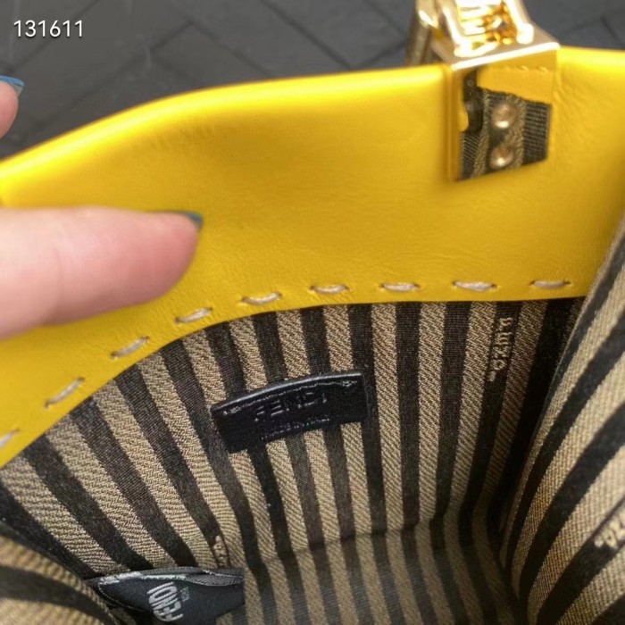 Fendi Women Mini Sunshine Shopper Yellow Leather Mini Bag