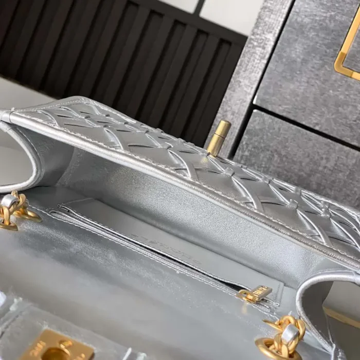 Chanel Women Mini Flap Bag Metallized Braided Calfskin Gold Tone Metal