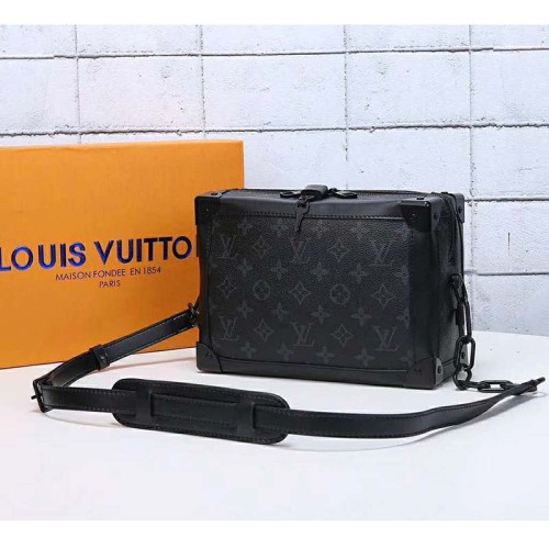 Louis Vuitton LV Unisex Soft Trunk Bag in Monogram Eclipse Coated Canvas-Grey