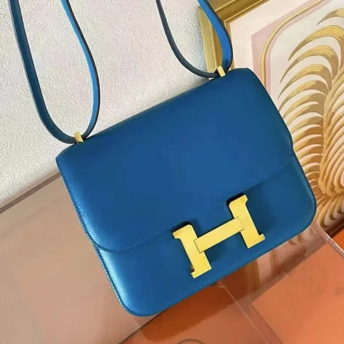 Hermes Women Constance 24 Bag Box Leather-Blue/Gold