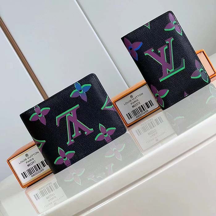 Louis Vuitton LV Unisex Pocket Organizer Black Borealis Calf Leather Textile Lining