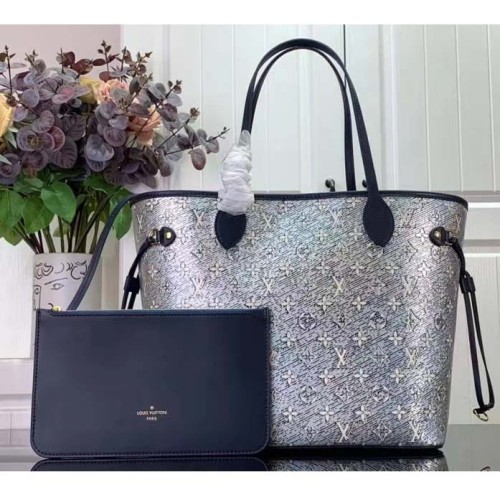 Louis Vuitton LV Unisex Neverfull MM Monogram Coated Canvas Cowhide Leather